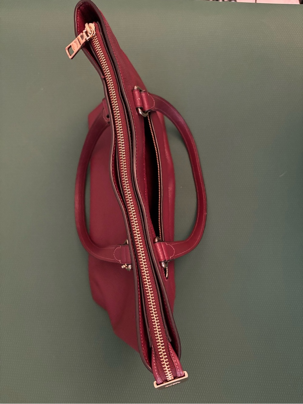 Coach Burgundy Pebbled Leather Tote with Gold Hardware - Picture 10 of 11